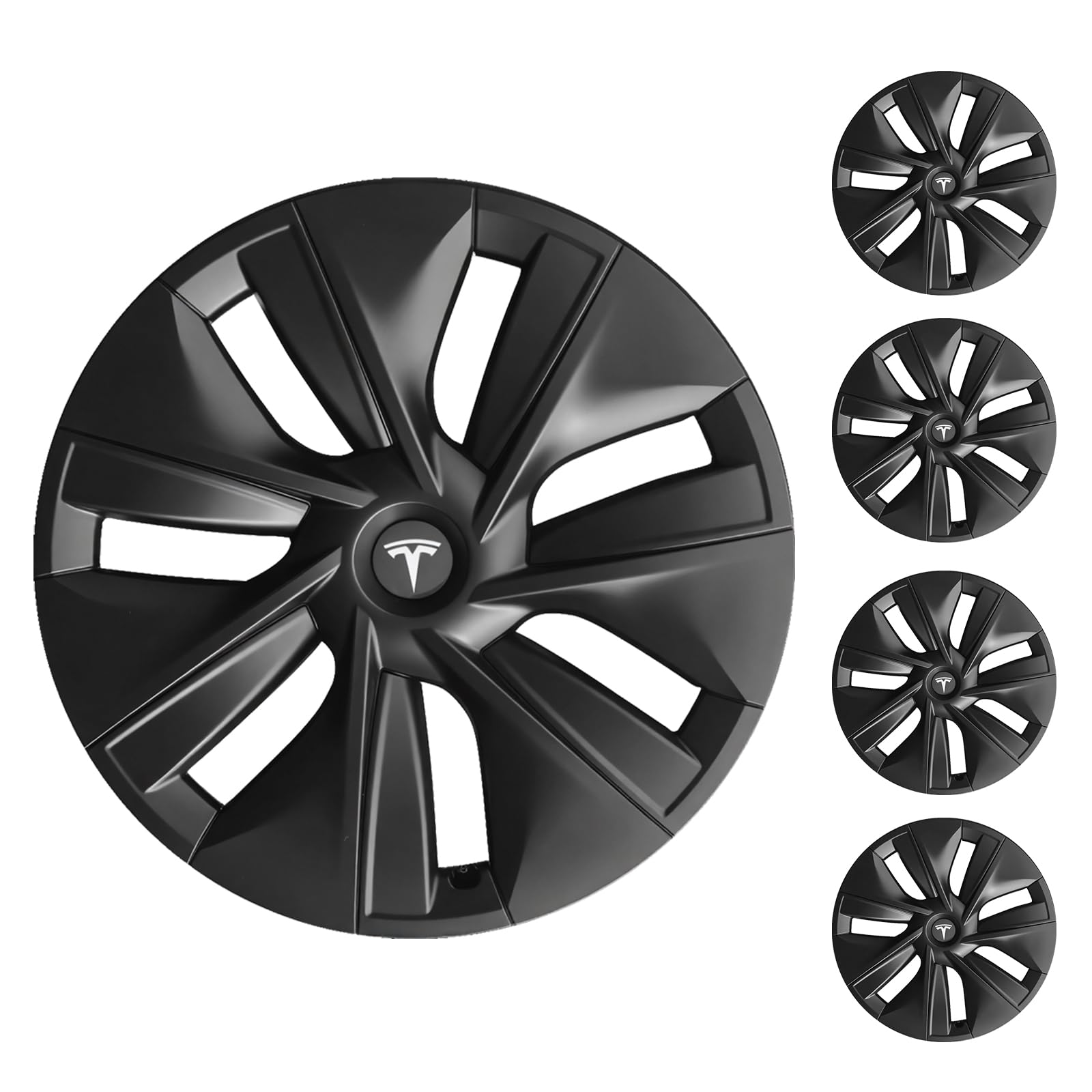 19" Model Y Wheel Accessories 2020-2025 - Premium ABS Snap-On Hubcaps for Tesla, Gemini Replacement Rim Covers with Logo Symmetry Design 4-Piece Set Gemini