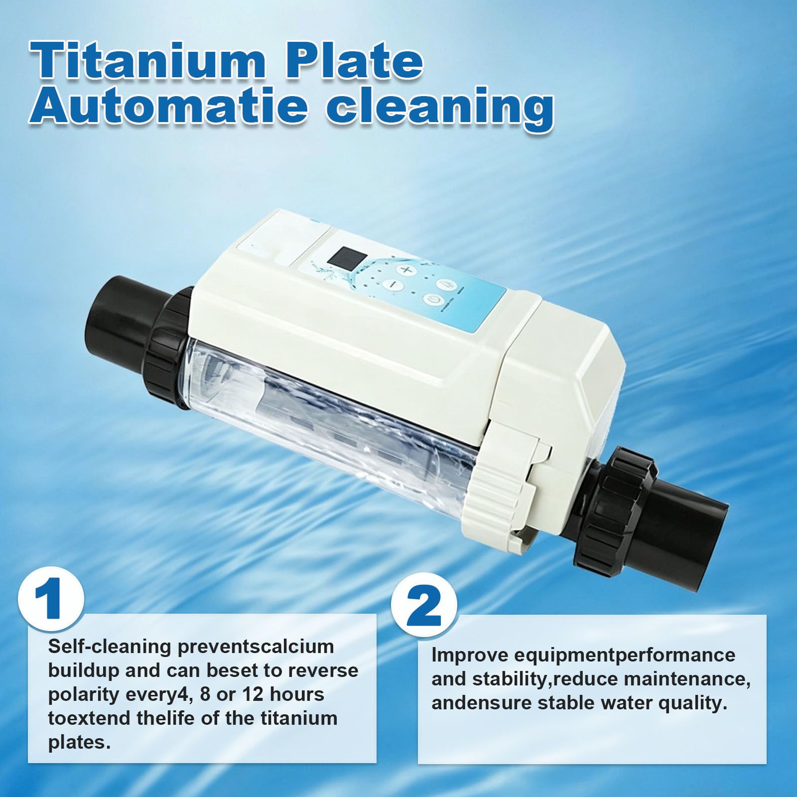 Chlorinateur De Piscine, Electrolyseur Piscine Au Sel, Générateur De Chlore d'eau Salée, Dispositif De Chlorinateur De Sel D'Électrolyse pour Piscine De Spa EC8
