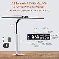 Vista 3 de G Keni 3400LM Ultra Bright LED Desk Lamp with Clock for Home Office, 31.5″W x 27″H, 25W Auto-Fill Brightness Desk Light with Timer, Touch Gooseneck