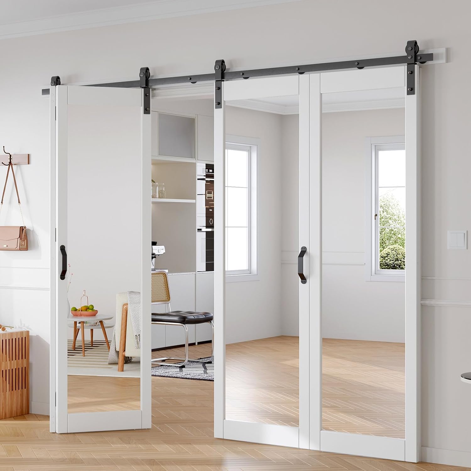 Fredbeck 96X84 Bifold Barn Door with Mirror (4 Doors 24x84),and Hardware Kit Inlcuded