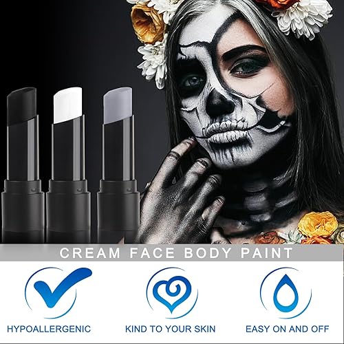 Vista 125 de MEICOLY Barra de pintura corporal dorada, pintura facial para Halloween SFX Cosplay, barra negra de ojo dorado para béisbol, sóftbol, fútbol