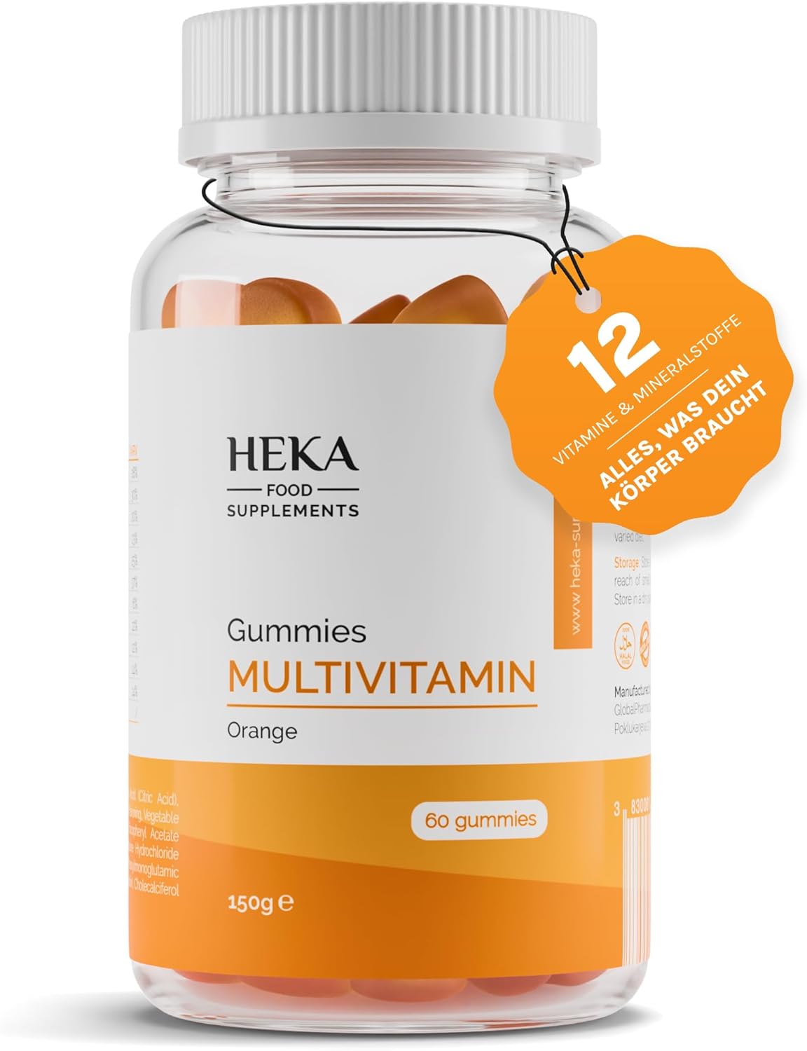 Multivitamine Gummies – 60 vitamine gummibeertjes voor volwassenen – 12 vitaminen en mineralen (vitamine A, D, C, E, B2, B6, B12, biotine, foliumzuur, zink, jodium en inositol) – voor vrouwen en