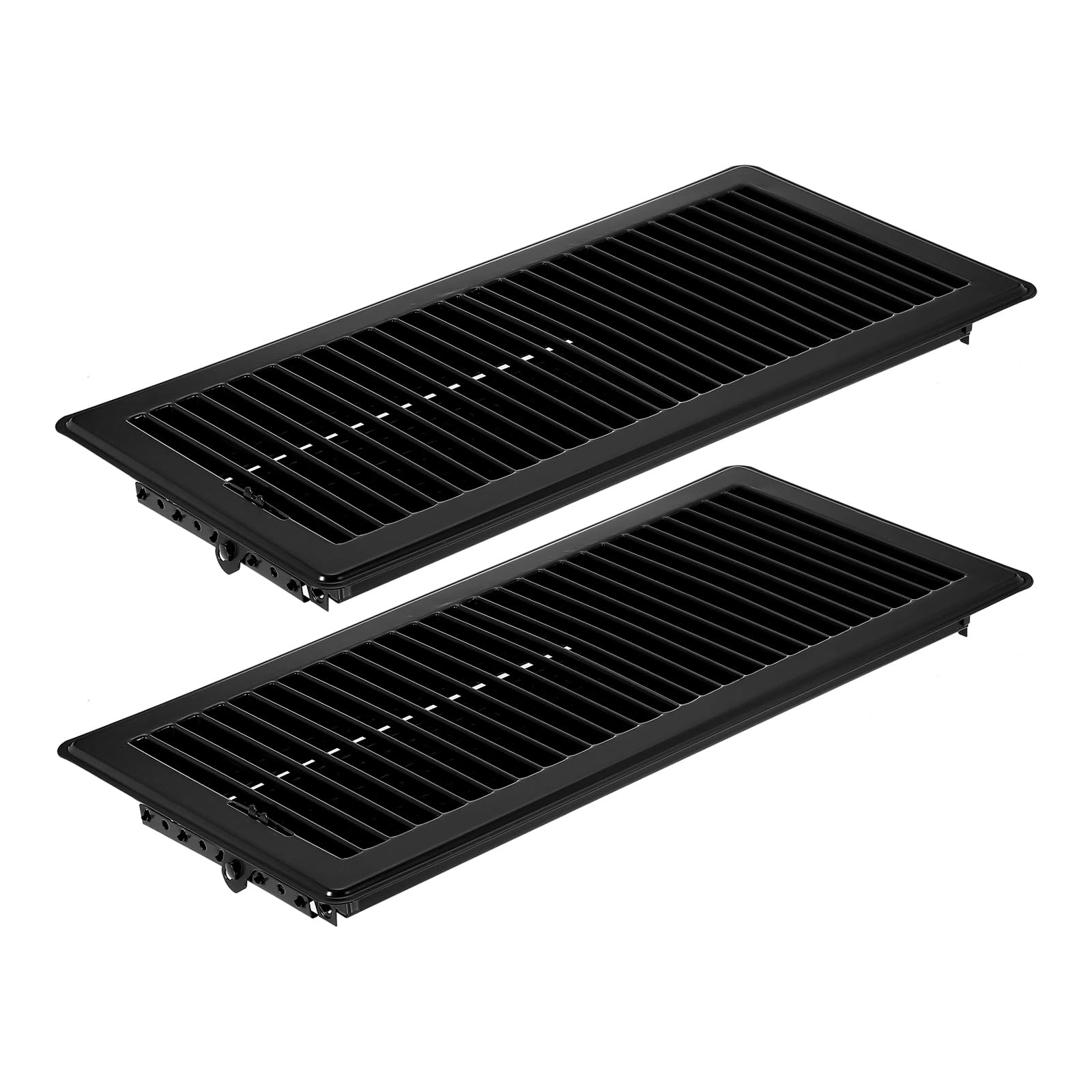 PATIKIL 6x14 Inch Floor Vent Covers, 2 Pcs Floor Registers Heavy Duty Metal Walkable Air Vent Covers Easy Adjustable Air Supply Lever for Home Office Wall Ceiling Grilles, Black