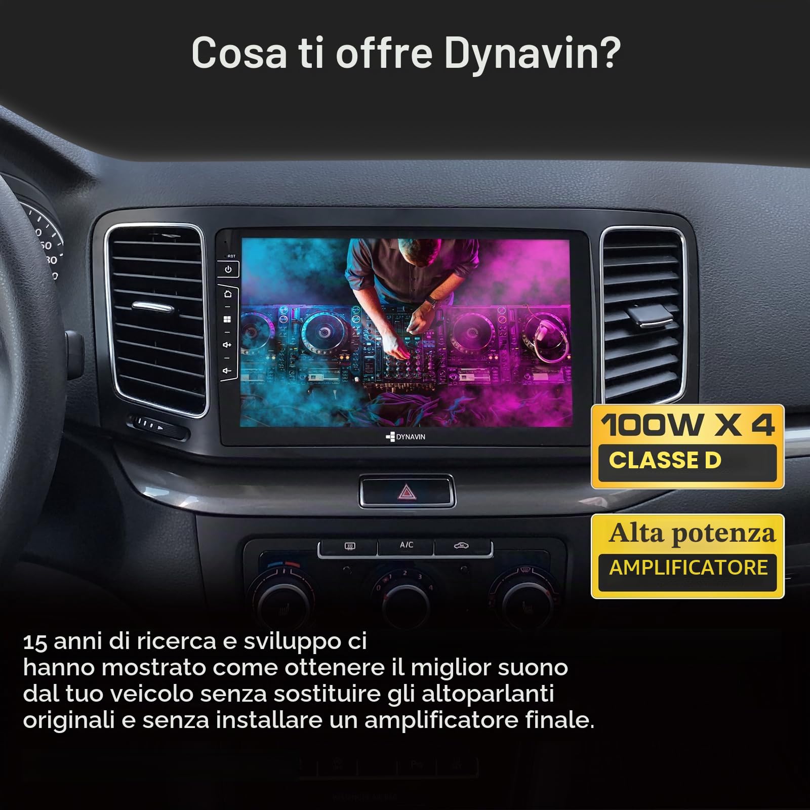 DYNAVIN Android Autoradio Navigatore Compatibile per VW Sharan Seat Alhambra, 9 pollici OEM Radio con Wireless CarPlay e Android Auto | Head-up Display | Dab+ Radio: D9-DF56 Premium Flex