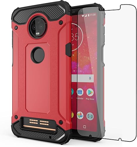 Asuwish Funda protectora para Moto Z3  Z3 Play con protector de pantalla de vidrio templado y delgada y resistente híbrida de doble capa, accesorios