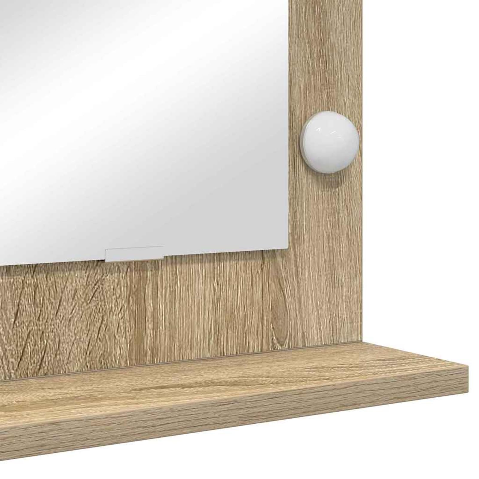 Gecheer Kosmetikspiegel Sonoma Eiche Holzwerkstoff, Glas 80 x 45 x 18 cm, Deko Spiegel Bathroom Mirror für Badezimmer Make-up Rasur Wohnung Hotel868319