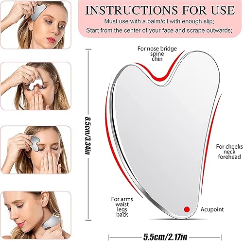 Miniatura 4 de KENID Gua Sha Tools - Herramienta de masaje Gua Sha de acero inoxidable para cara como masajeador facial o herramienta de cuidado de la piel, 1