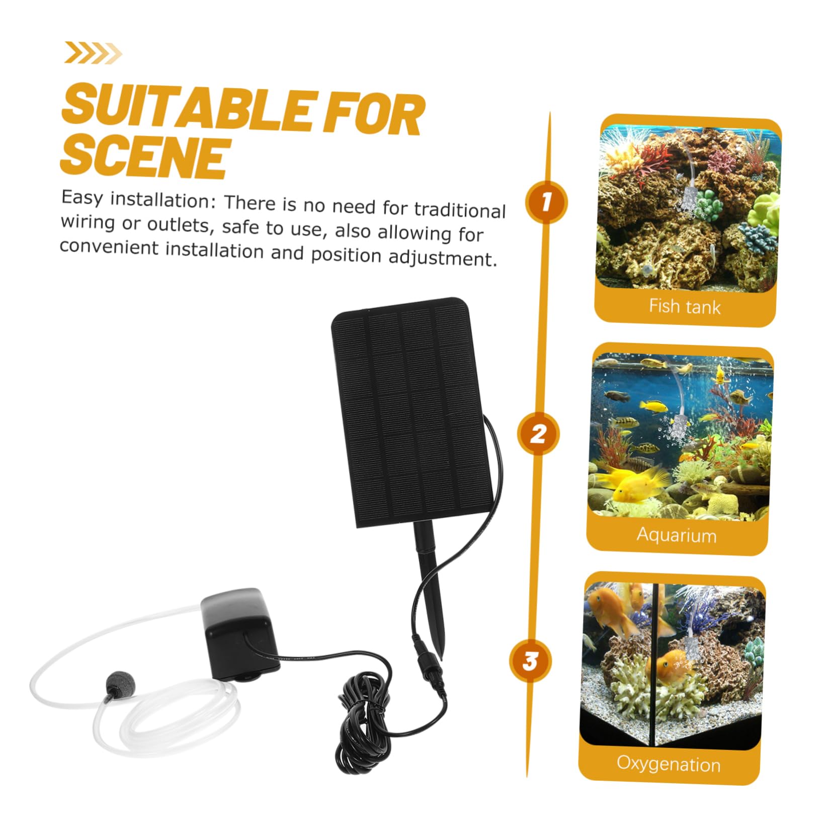 HEMOTON 2 Pezzi Pompa ad solare di pompaggio solare pompa solare dell'acquario portatile aeratore per acquari pompa di aerazione solare cristallo di silicio