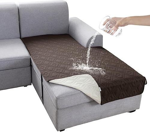 Miniatura 52 de Genina Funda de sofá 100% impermeable para sofá de 3 cojines, fundas de sofá antideslizantes lavables para sofá modular en forma de L, protector de