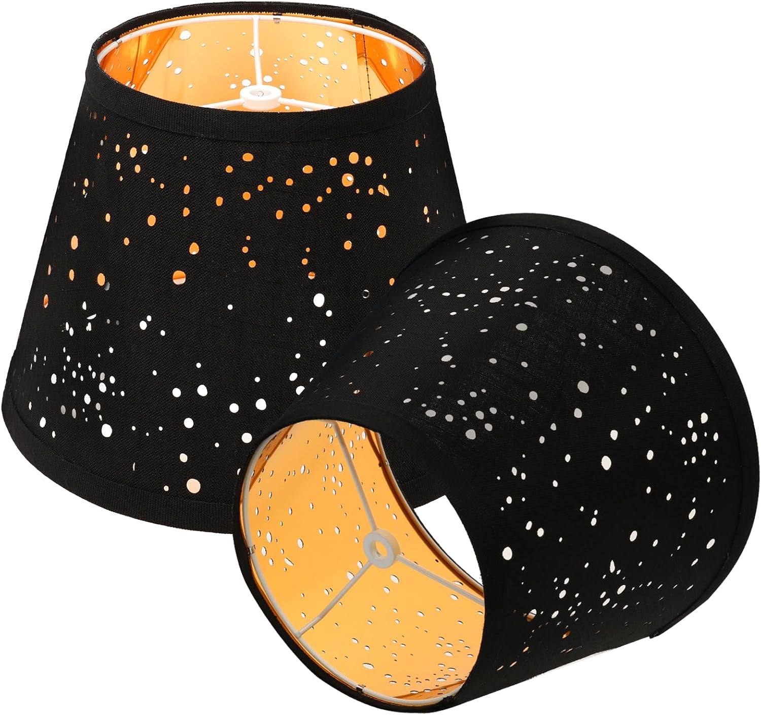 Small Lamp Shades Set of 2 Black Star Lampshade 7" Top X 11" Bottom X 8" High Small Lamp Shades For Bedroom Living Room Home Decor Easy Assembly Required