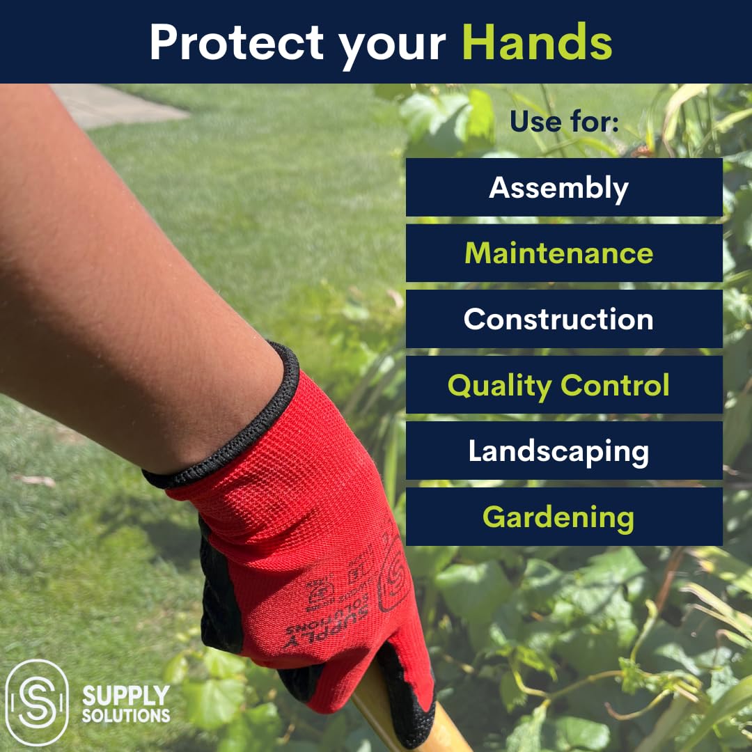 Supply Solutions Guantes de látex con revestimiento arrugado 12 pares (extra grande)