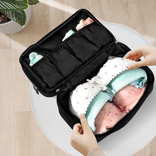 Bolsa organizadora de sujetador de ropa interior de viaje, organizador de embalaje de viaje de gran capacidad, impermeable, cubo de embalaje de tres
