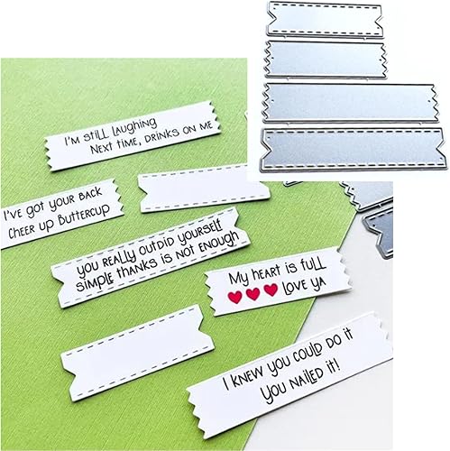 Juego de 4 piezas de marcos de etiquetas de bandera, troquelados de metal, marco de bandera, para boda, troqueles de corte, plantillas para