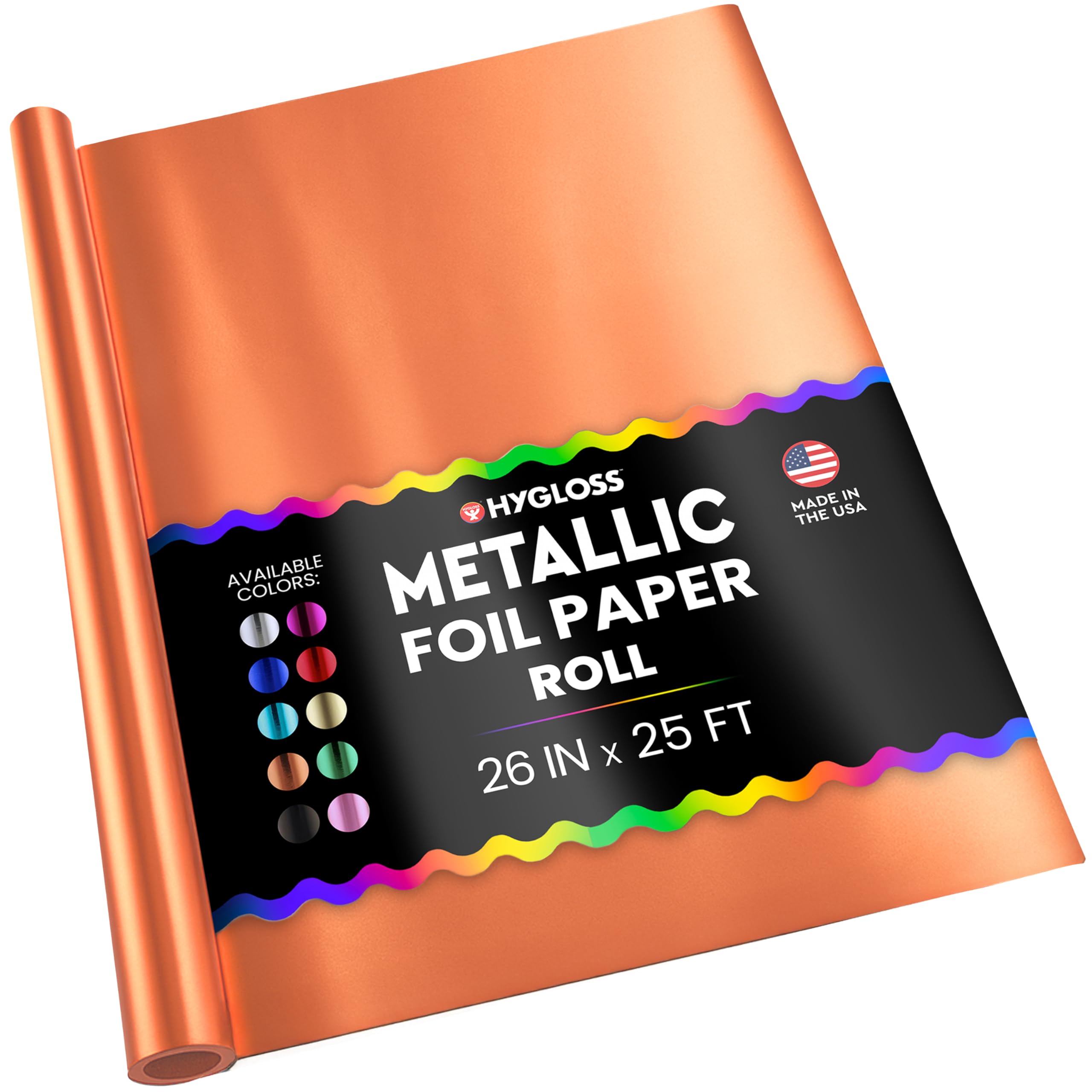 Metallic Wrapping Paper Roll - 26" x 25 ft (54 Sq. Ft) Red Copper - Shiny Metallic Foil Paper for Arts, Crafts, Holiday & Christmas Gift Wrapping