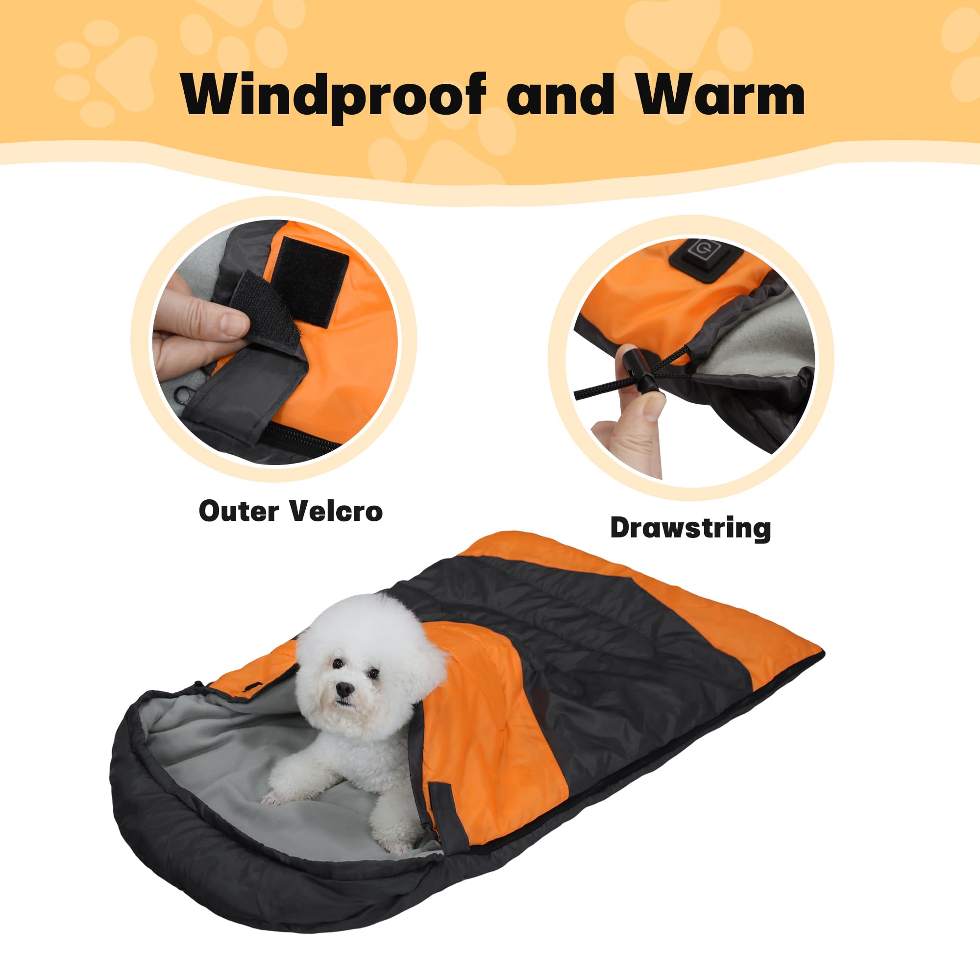 Beheizter Hundeschlafsack, beheizt, wasserdicht, warm, verstaubar, Hundebett-Matte mit Aufbewahrungstasche, für drinnen und draußen, Reisen, Camping, Wandern, Rucksackreisen