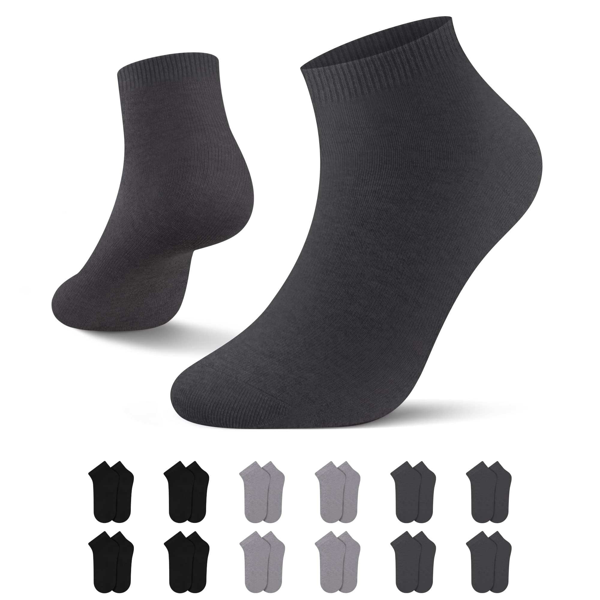 L&K 12 Paar Herren Sneaker Socken Baumwolle Sportsocken atmungsaktiv 2121