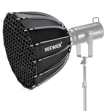 NEEWER Parabolic Softbox Quick Release with Diffuser and Grid, 22" Photography Softbox Bowens Mount for CB60 CB200B MS60 MS150B Q4 LED Video Light Compatible with Godox Compatible with Aputure, NS55P