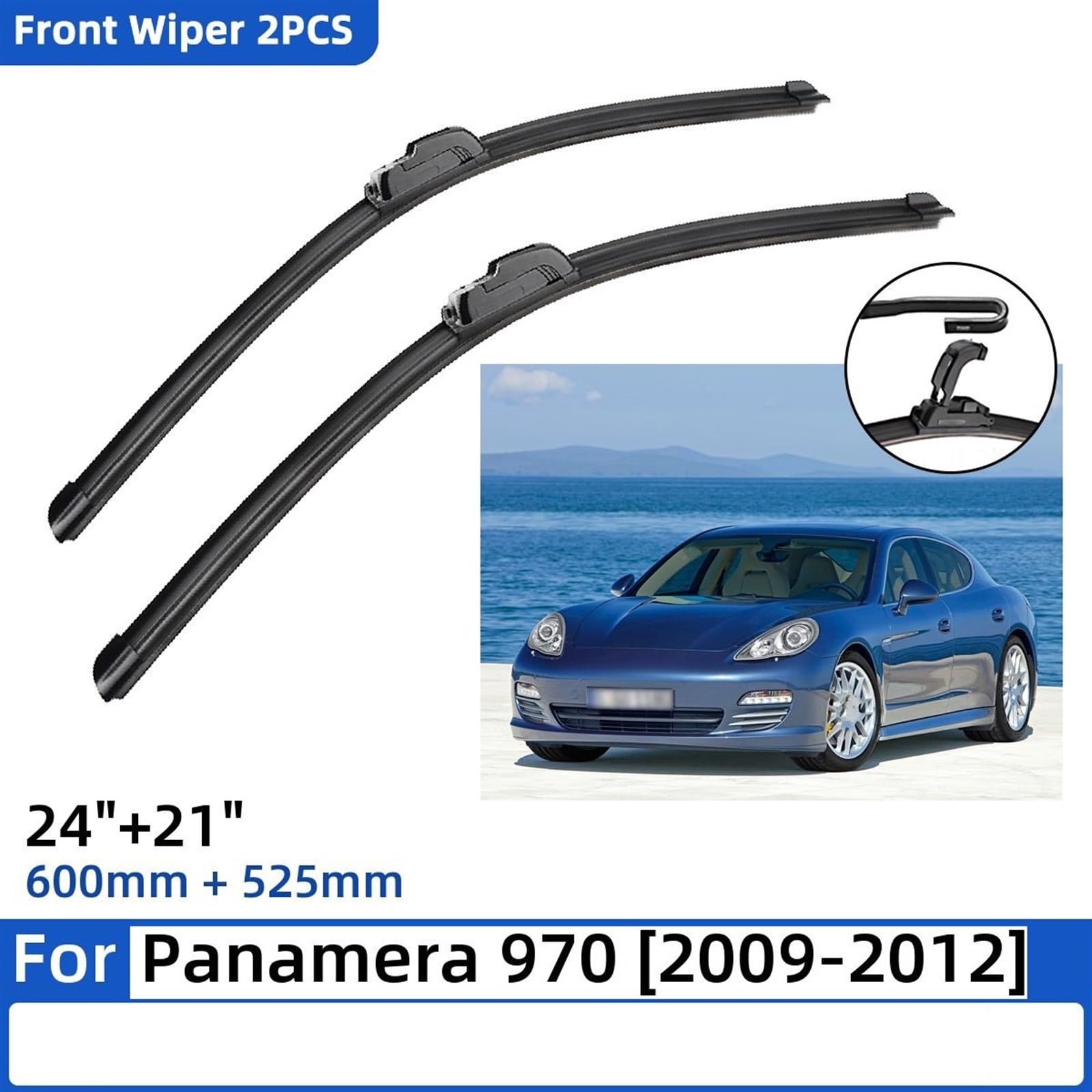 2 Balais D'essuie-glace Avant Pour Porsche Panamera 970 2009-2012 - Caoutchouc Haute Performance