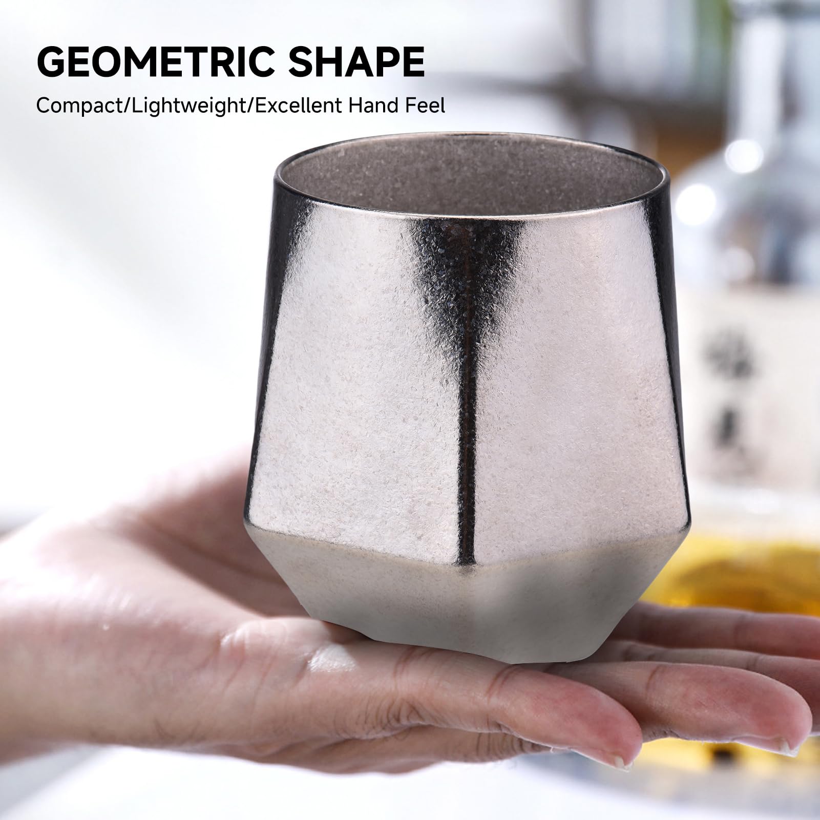 Tazza da caffè da Campeggio in Titanio, Tazza Esagonale con Isolamento Sottovuoto a Doppio Strato da 240 Ml Tazza da Campeggio All'aperto per Viaggi in Campeggio All'aperto con (Fiore di