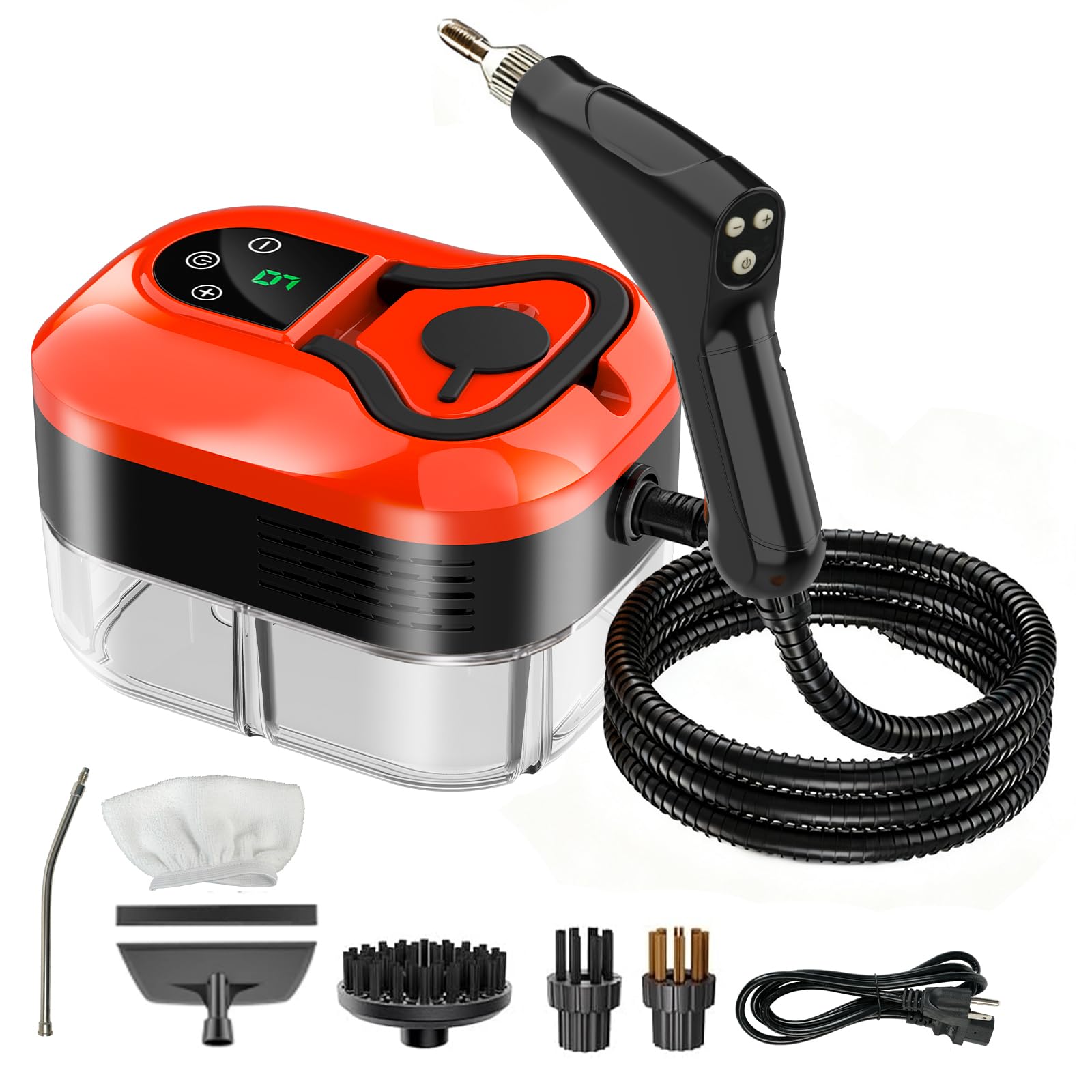 Dampfreiniger für Zuhause, 6-stufig verstellbarer tragbarer Dampfgarer zur Reinigung mit 1200 ml großem Tank, 15 Sekunden Aufheizung & 6 Zubehörteile, Handdampfreiniger für Autopflege, Fliesen, Fett