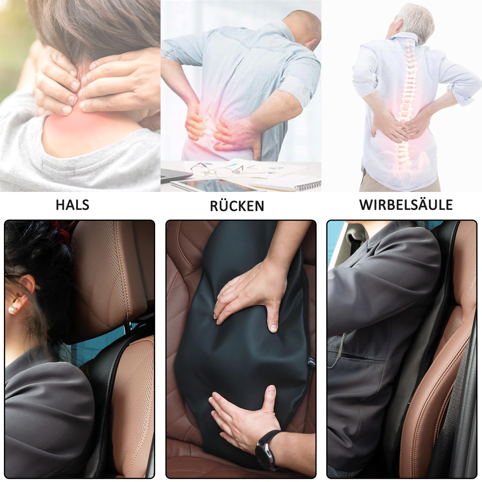 Lendenwirbelkissen Auto Aufblasbare Rückenstütze, Luftbewegungs-Rückenkissen Ergonomisches Tragbare Lordosenstütze Rückenstützkissen für Autositze, 87x31.5cm