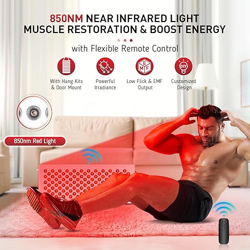 Miniatura 10 de Panel de terapia de luz roja, terapia de luz Rikimxin para cuerpo, luz roja de 660 nm y luz infrarroja cercana de 850 nm, dispositivo de luz LED