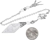 Vista 4 de Rockcloud Péndulo de piedra de cristal natural de roca curativa Reiki de 12 facetas con dije hexagonal de atrapasueños Wicca para equilibrar