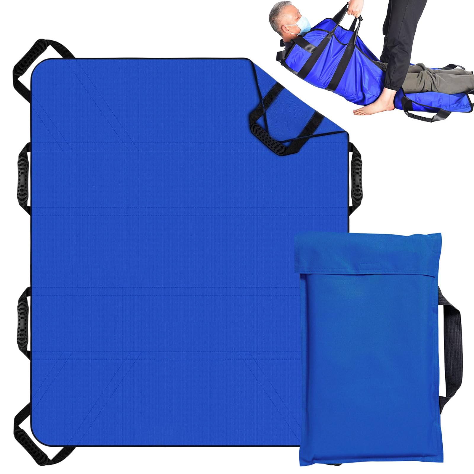 Drap De Glisse Pour Personnes Ãgées 100 * 120 Cm, Slide Sheet With 8 Handles, Patient Transfer Sheet Pour Lève Personnes Pour Personnes Âgées Et Alitées Et People With Disabilities (bleu)
