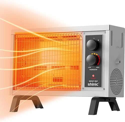Shinic Calentadores radiantes para uso en interiores para habitaciones grandes, calentador eléctrico de calentamiento rápido de 1500 W750 W con