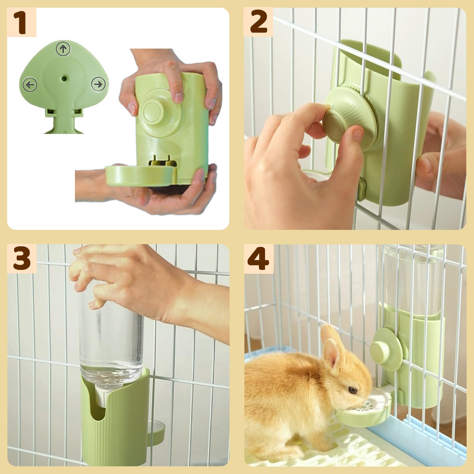 Distributeur Eau Lapin, 600ML Suspendue Abreuvoir Lapin Automatique Biberon Cochon d'Inde Anti-Goutte Biberon Hamster pour Chinchilla Cochon d'Inde Hérisson Furet (Vert)
