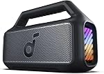 soundcore Boom 2 Outdoor Speaker, 80W, Subwoofer, BassUp 2.0, 24H Playtime, IPX7 Waterproof, Floatable, RGB Lights, USB-C, Custom EQ, Bluetooth 6.0, Portable, Camping, Beach, and Backyard-Black
