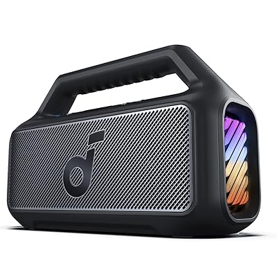 soundcore Boom 2 By Anker, Outdoor Speaker, 80W, Subwoofer, BassUp 2.0, 24H Playtime, IPX7 Waterproof, Floatable, RGB Lights, USB-C, Custom EQ, Bluetooth 5.3, Portable for Camping, Beach, and Backyard
