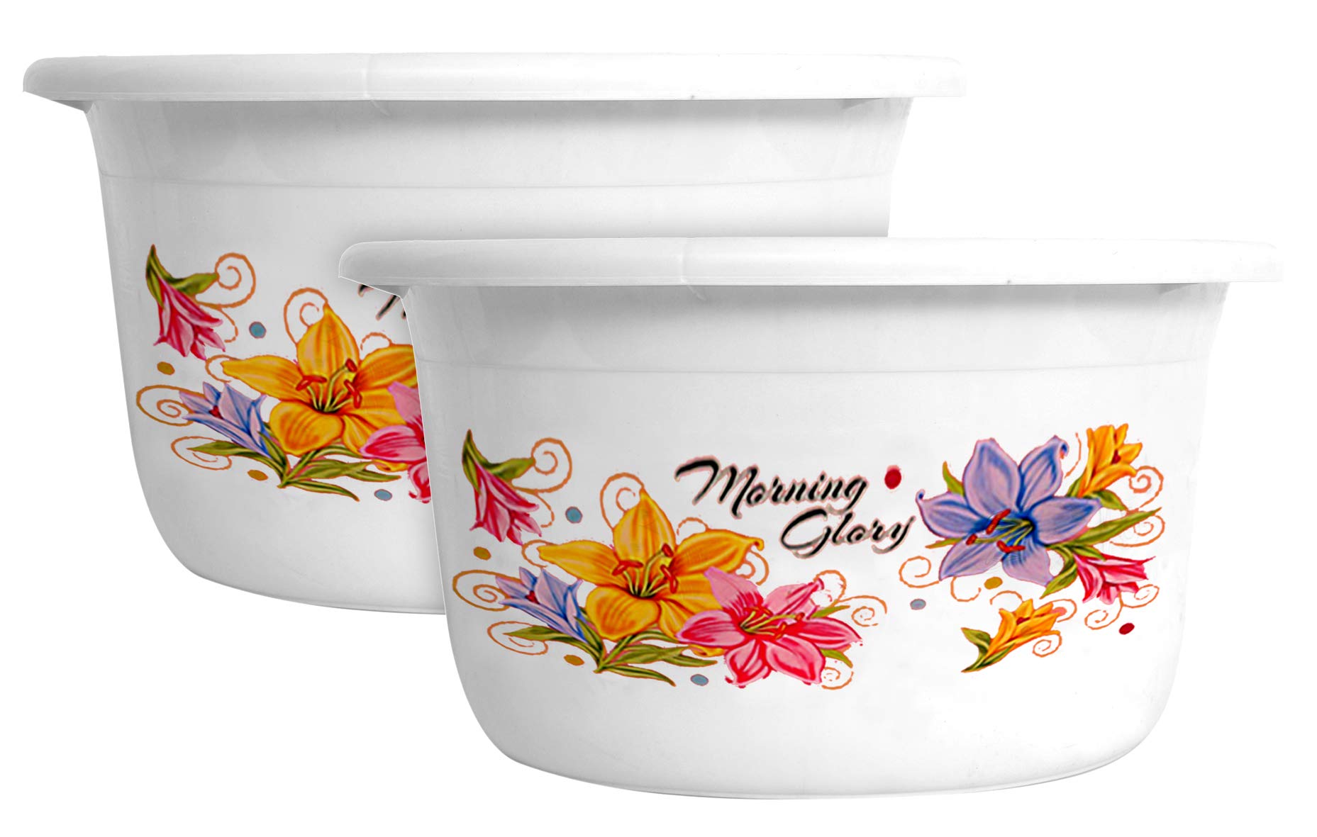 Kuber Industries Flower Print 2 Pieces Unbreakable Plastic Multipurpose Bath Tub/Washing Tub 25 LTR (White) (B08KM9B8MD) Amazon Price History, Amazon Price Tracker