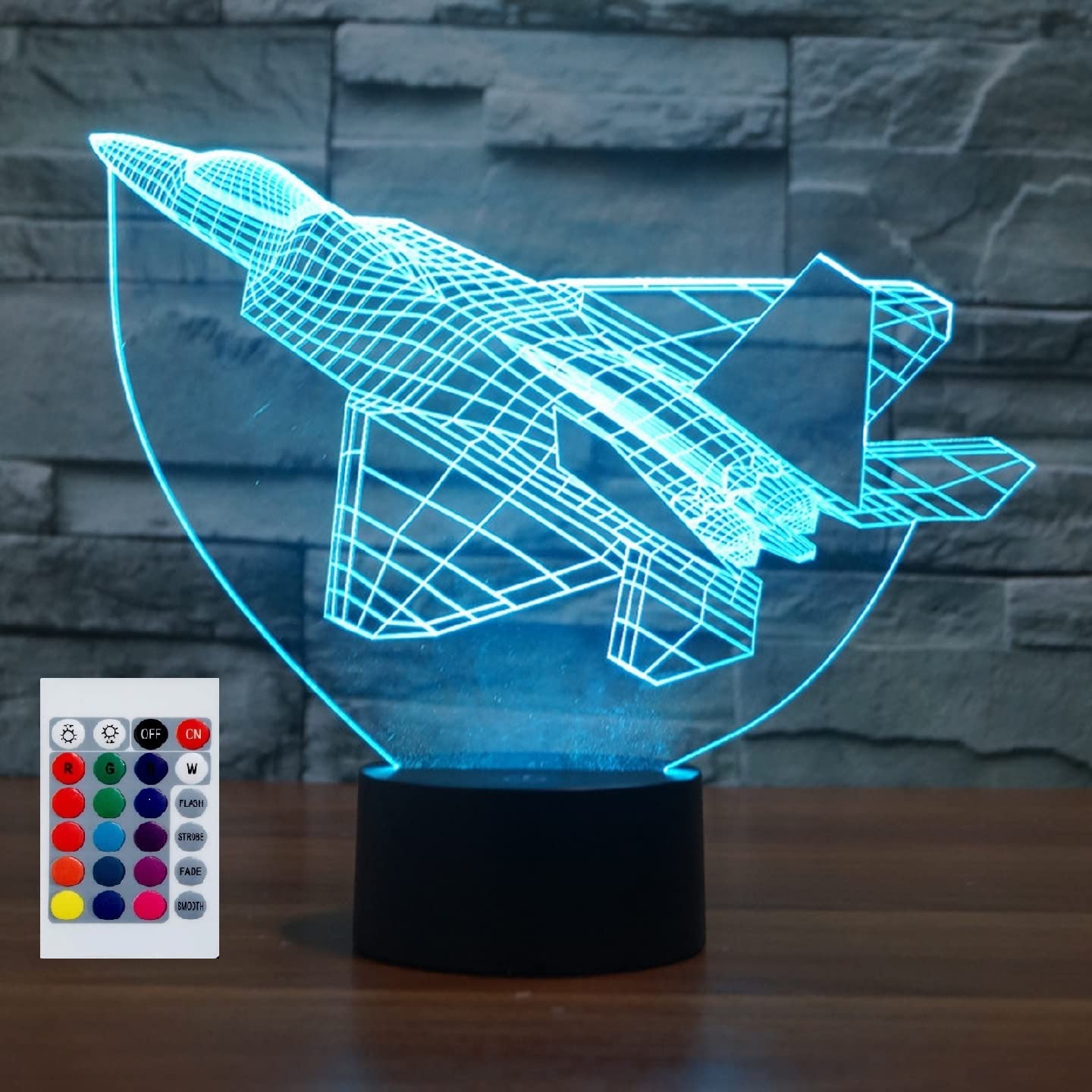 Superhongjihao Colorful Night Light For Kids 3D Aircraft Led Lamp With Remote Control 16 Color Changing Xmas Birthday Gift For Child