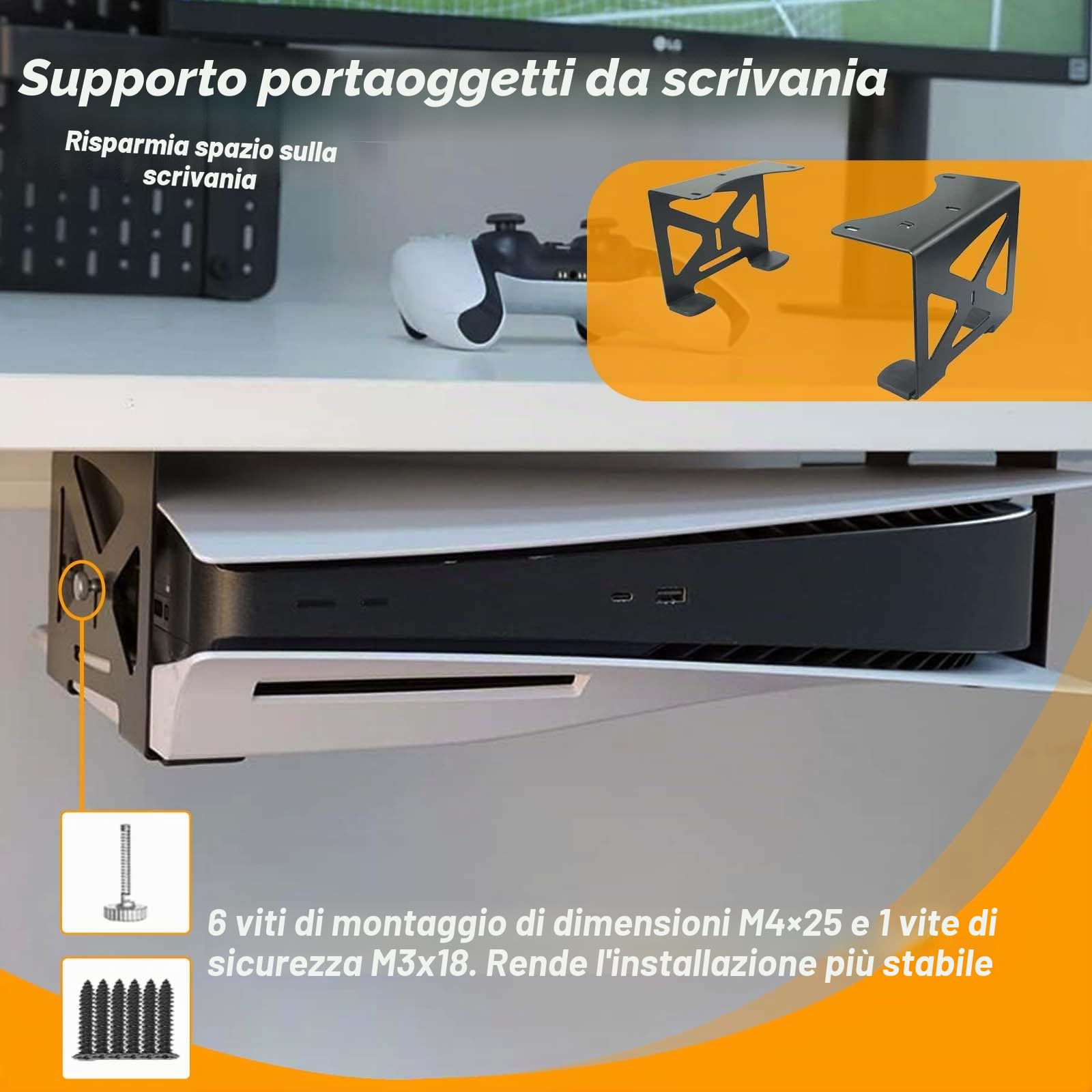 Supporto da scrivania per controller PS5, supporto da tavolo per PS5, supporto da parete compatibile per PS5/Slim facile installazione da attaccare