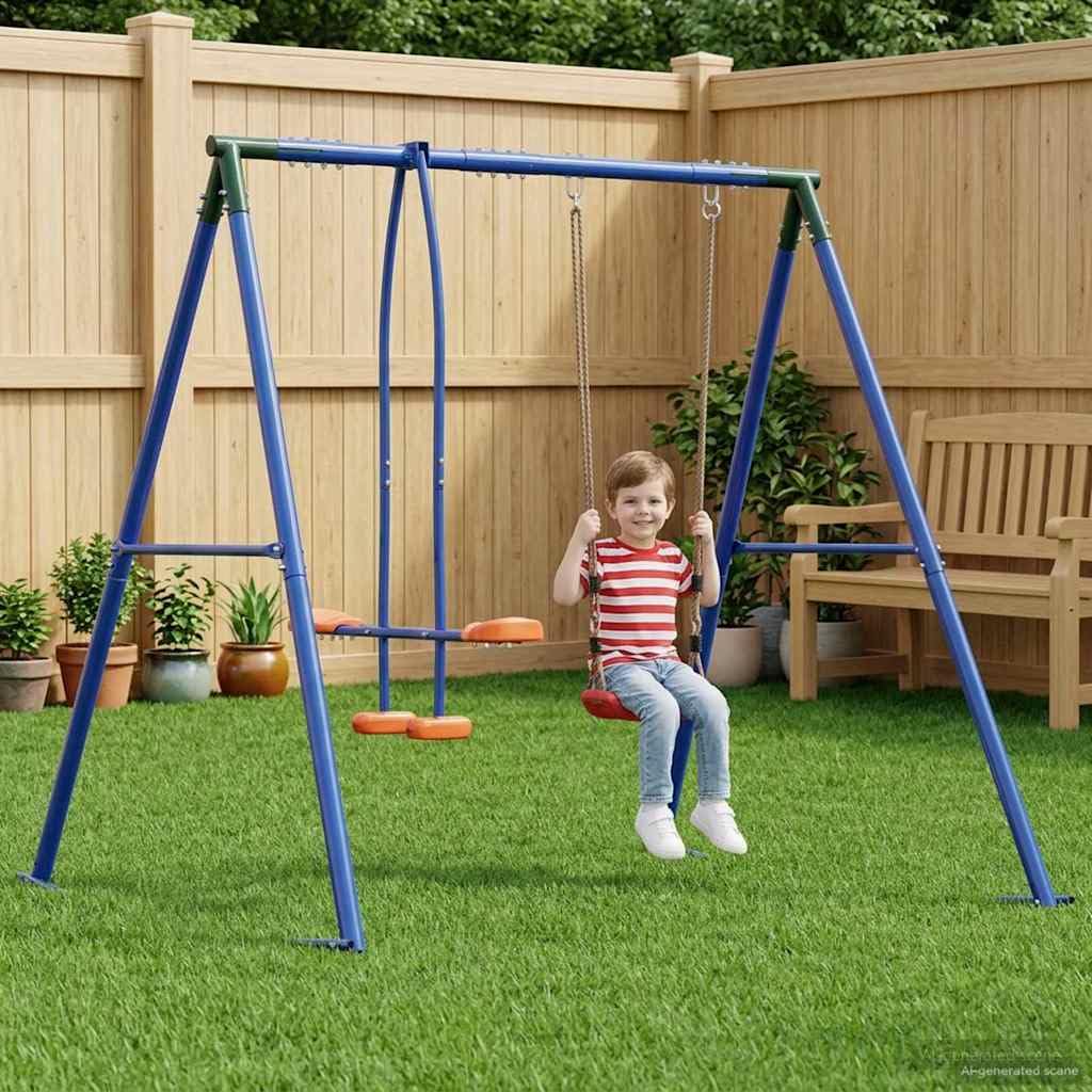 Telaio per altalena per esterni con scivolo per fino a 3 bambini, in acciaio e plastica, resistente alle intemperie, 213 x 185 x 185 cm, parco giochi da giardino, altalena per bambini