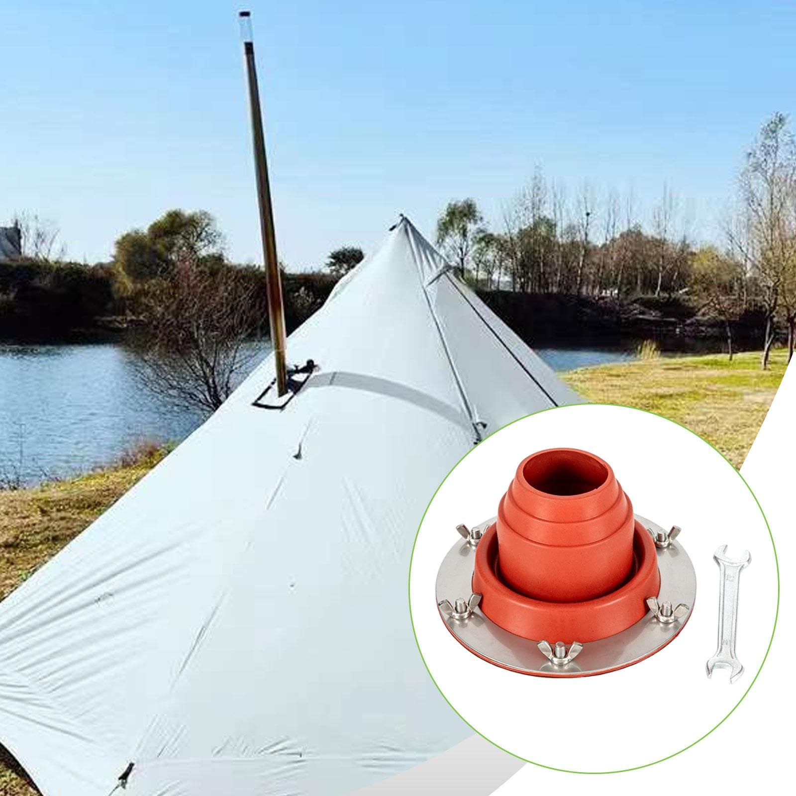 Perfeclan Ofenrohrdurchführung Zelt, Hot Tent Stove Jack, Tent Rohrmanschette Dachdurchführung Gummi Funkenfäng für Camping Zeltofen Rohrdurchführung Hitzebeständige Durchführung Ofenrohr, Orange Sport & Freizeit