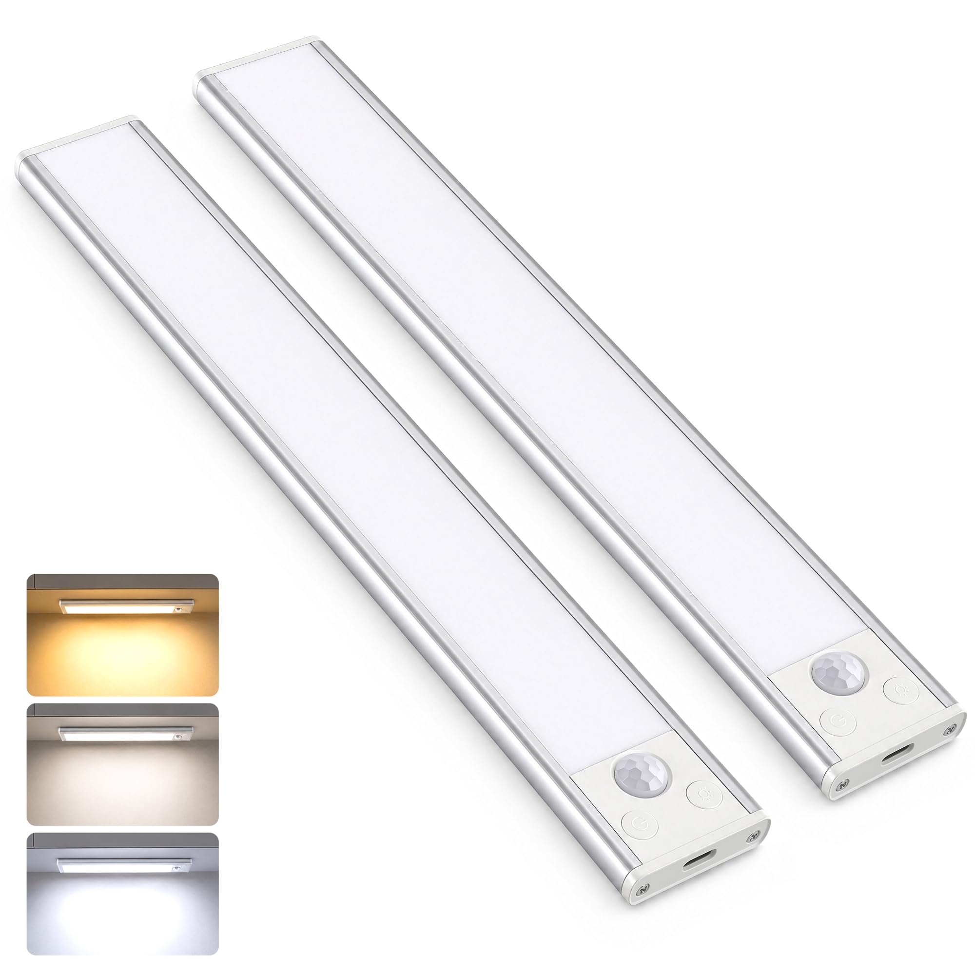 Under Cabinet Kitchen Lights Cupboard - LED Motion Sensor Light Indoor - 2500mAh Rechargeable Battery Operated - Wardrobe Strip Lighting Magnetic Stick Wireless USB Powered Shelf Stairs Counter Closet — image 1