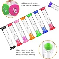 Vista 3 de WSSROGY Juego de 8 relojes de arena coloridos para niños, 20 segundos, 30 segundos, 1 minuto, 2 minutos, 3 minutos, 4 minutos, 5 minutos, 10 minutos