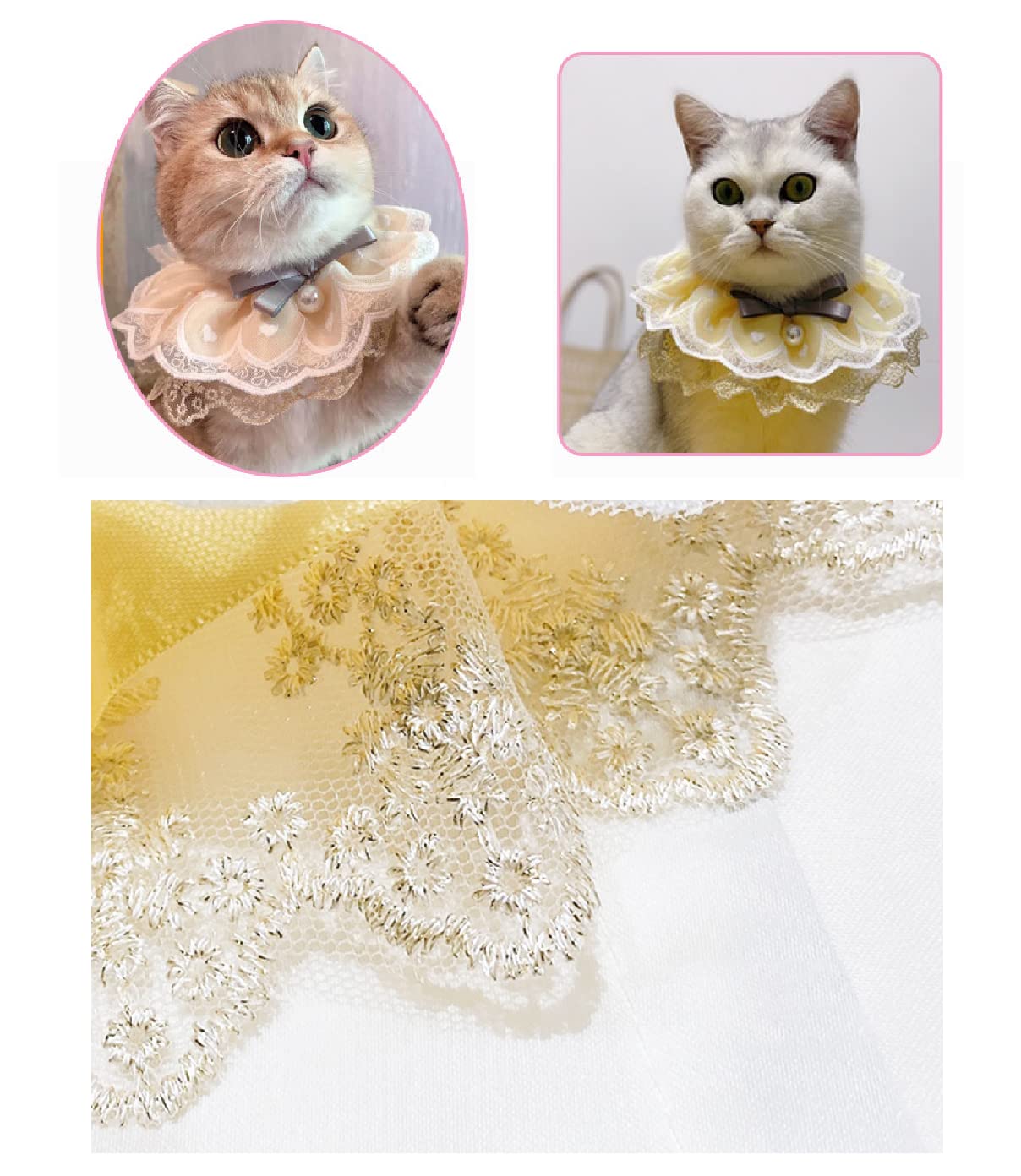 Amazon | 猫の首輪 よだれかけ 首輪 レース ネックレス 蝶結び