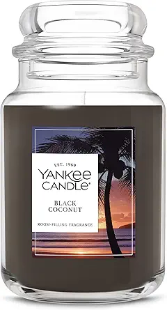 Yankee Candle Black Coconut Scented Candle, 22oz Large Jar with up to 150 Hour Burn Time, Giftable
