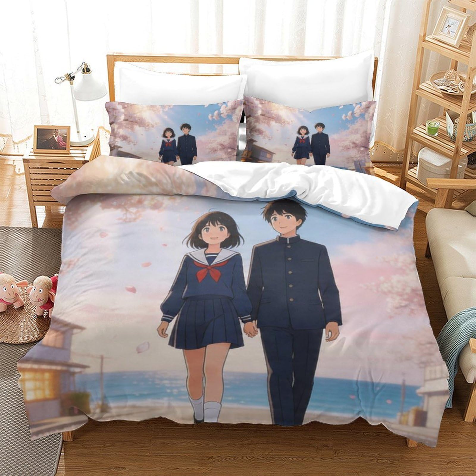Ensemble de linge anime King size aux finitions haut de gamme et toucher soie