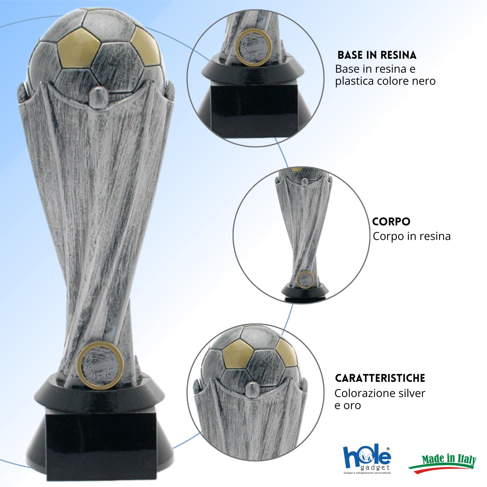 Premiazioni Calcio, Calcetto Fantacalcio Sportive Trofeo Personalizzabile Statuette con Targhetta Personalizzata Capocannoniere, Fair Play, Portiere o Squadra