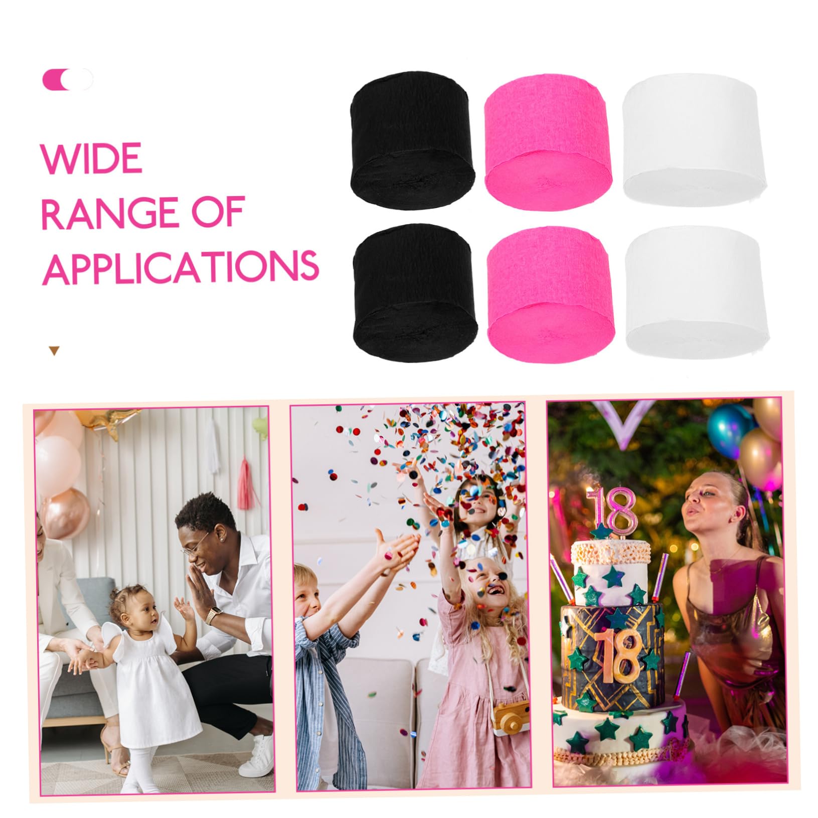 KALLORY Bright Crepe Paper Streamers Multi- Rolls for Party Supplies Decorative Streamers for Celebrati