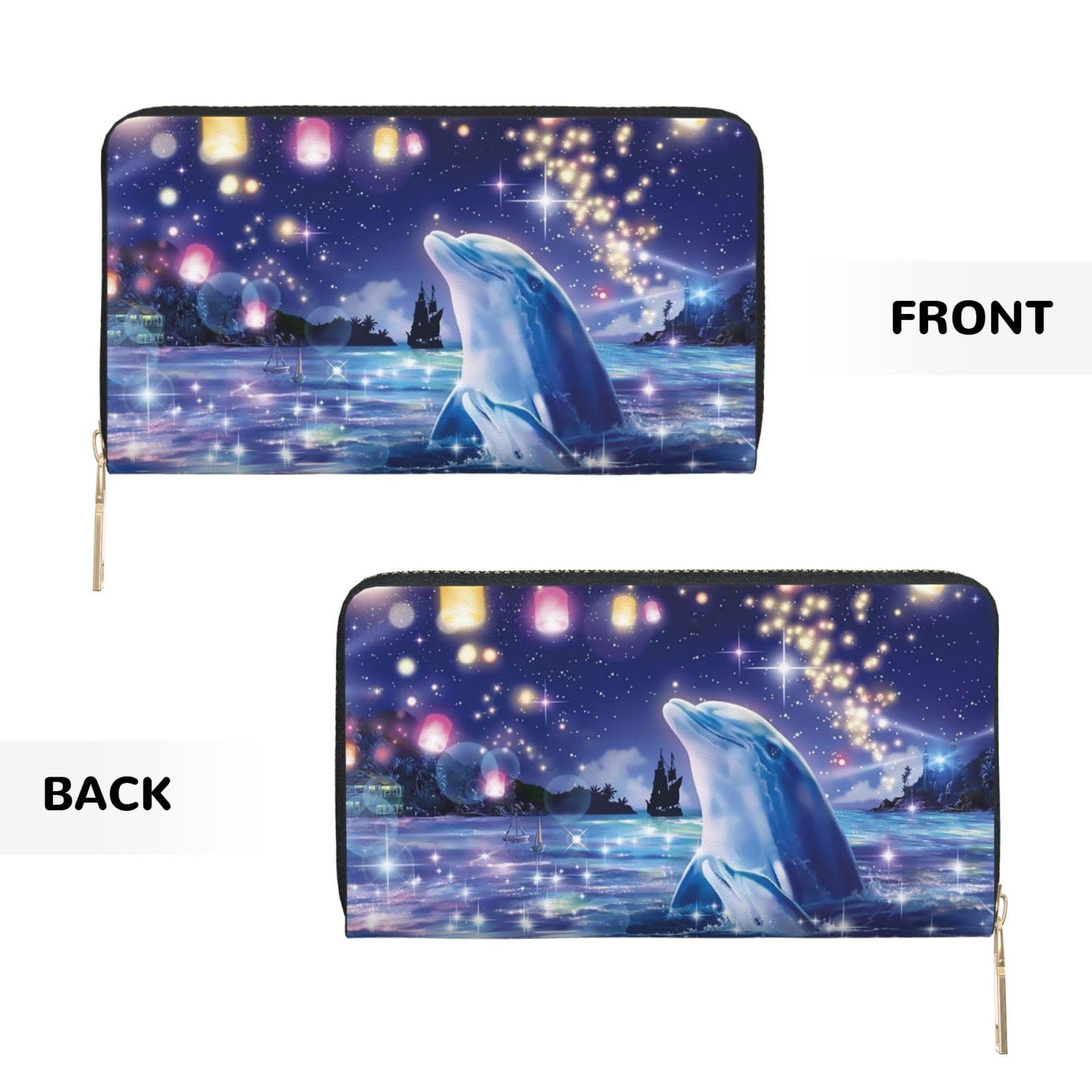 Amazon.co.jp: 長財布 イルカ 星空 海 天灯 財布 メンズ レディース 大