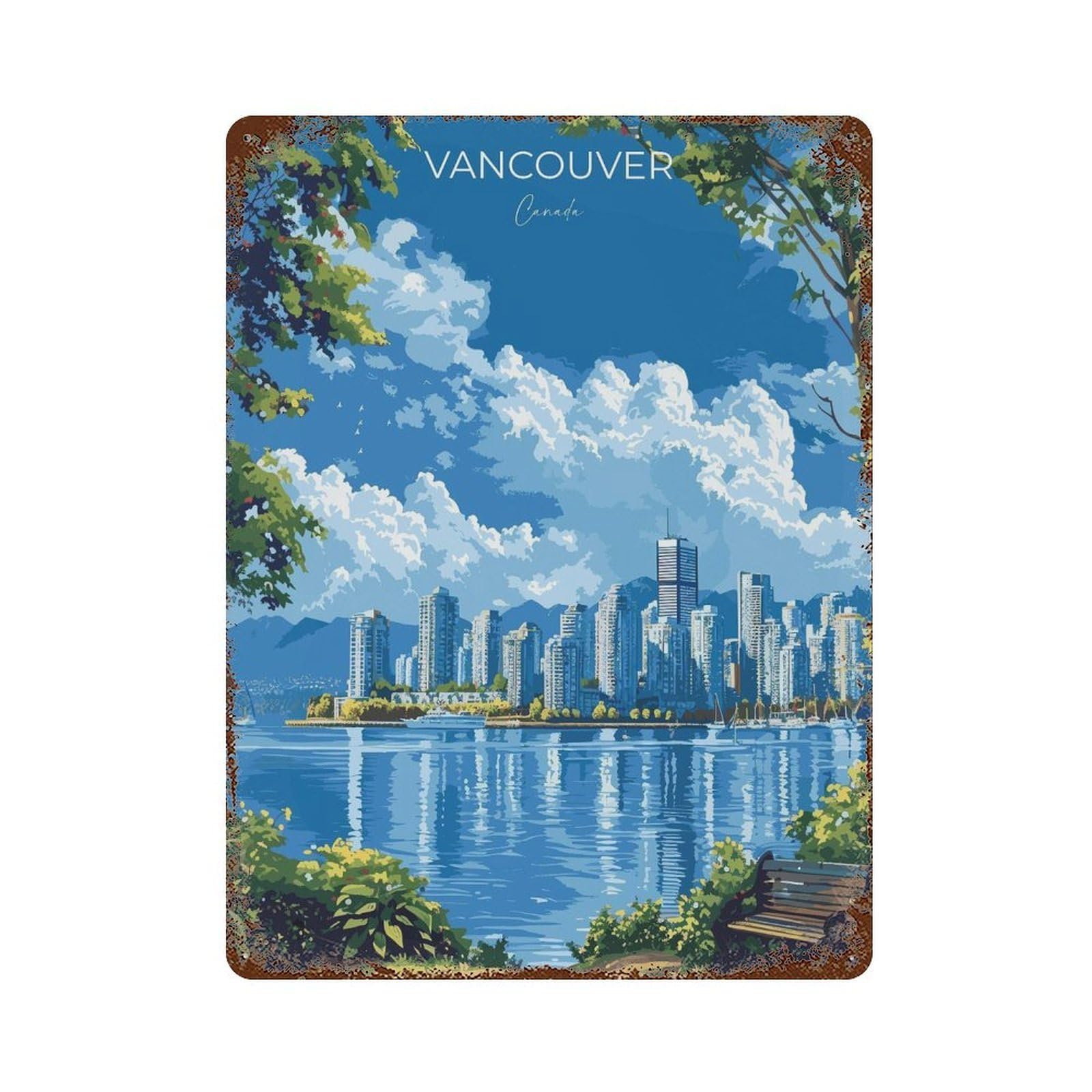 xiaoxiaoshen Vancouver Travel of Canada British Columbia Gift Lovers Wall Decor Art Metal Tin Poster Modern Home Decor Art Home Bar Shop Decorations Vintage Sign 40x30cm