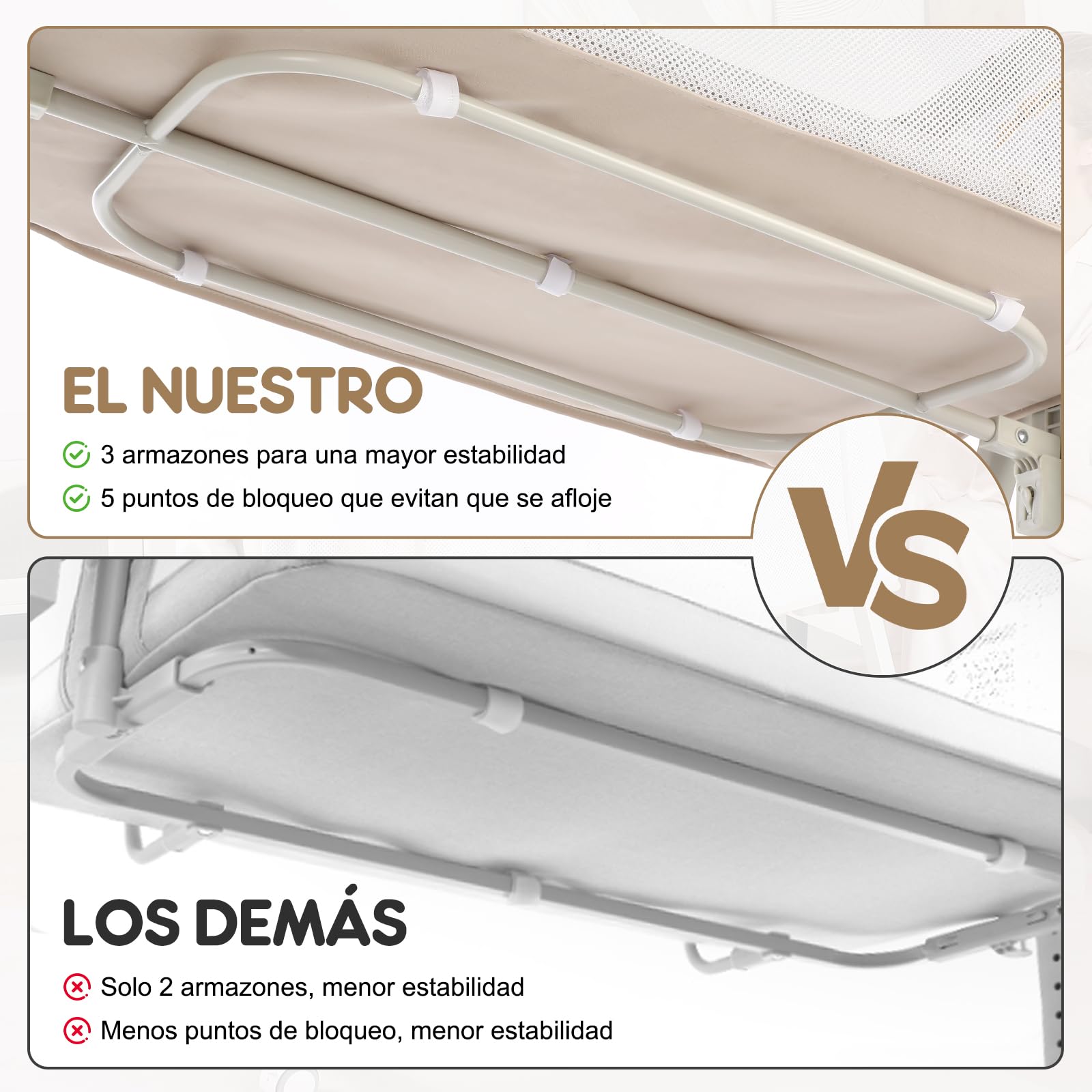 Cuna Colecho 4 en 1 para Bebé, 6 Alturas Ajustables, Moisés con Ruedas, Cuna Portátil con Malla Transpirable, para Recién Nacidos 0–12 Meses, Beige