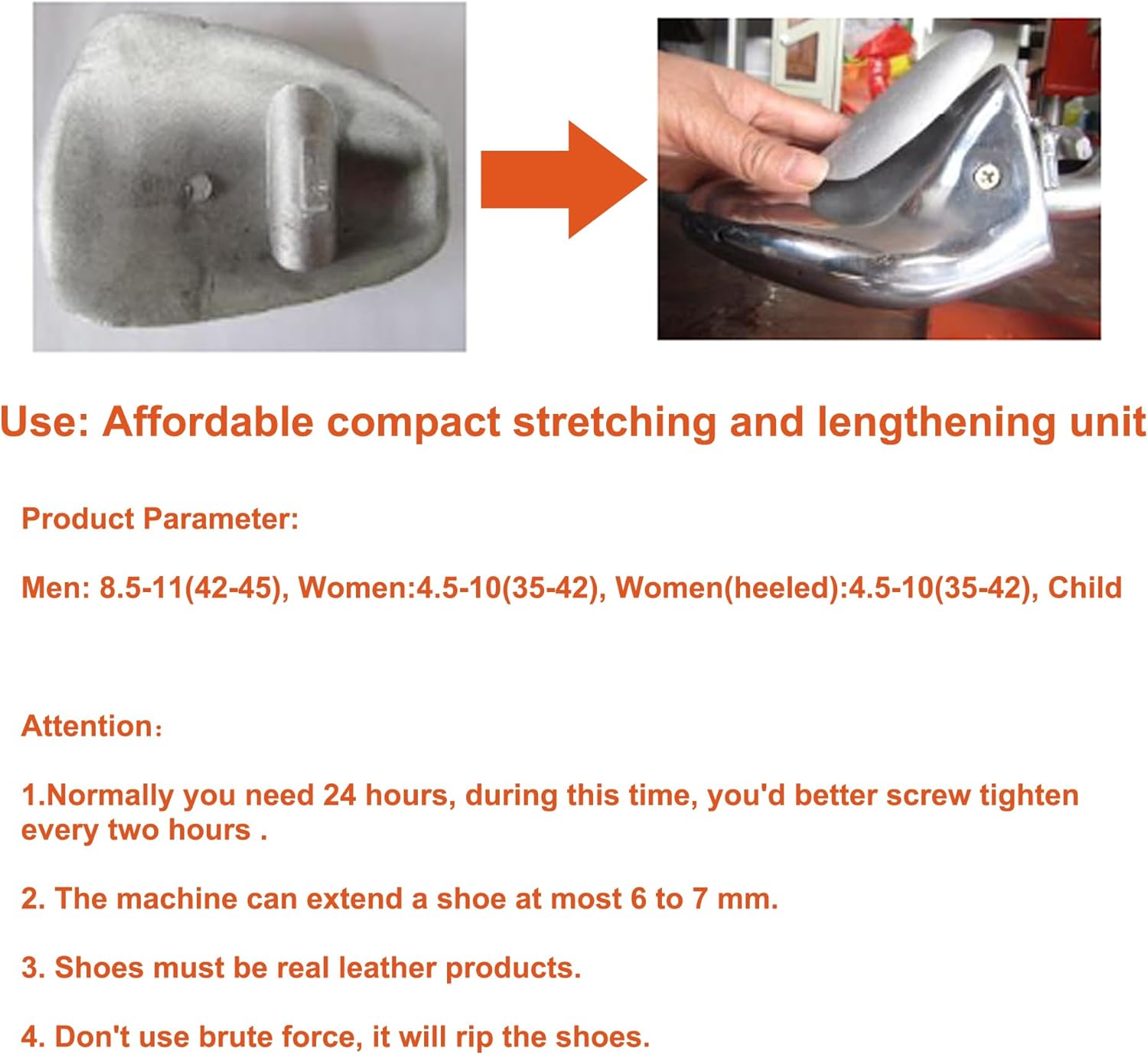 Shoe Stretcher Portable Aluminum Alloy Shoe Repairing Stretching Machine Adjustable Boot Widener Expander Tool with 2 Heads for Men Women