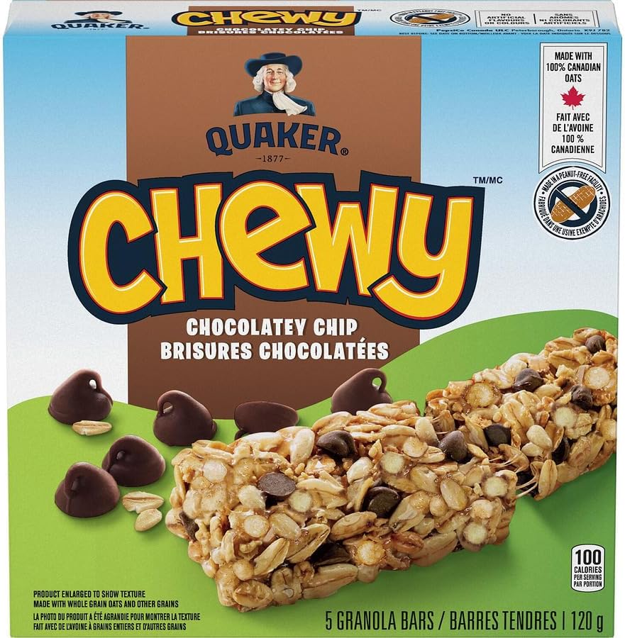 Amazon.com: Quaker Chewy Granola Bars - Chocolatey Chip, 120g/4.2 oz ...