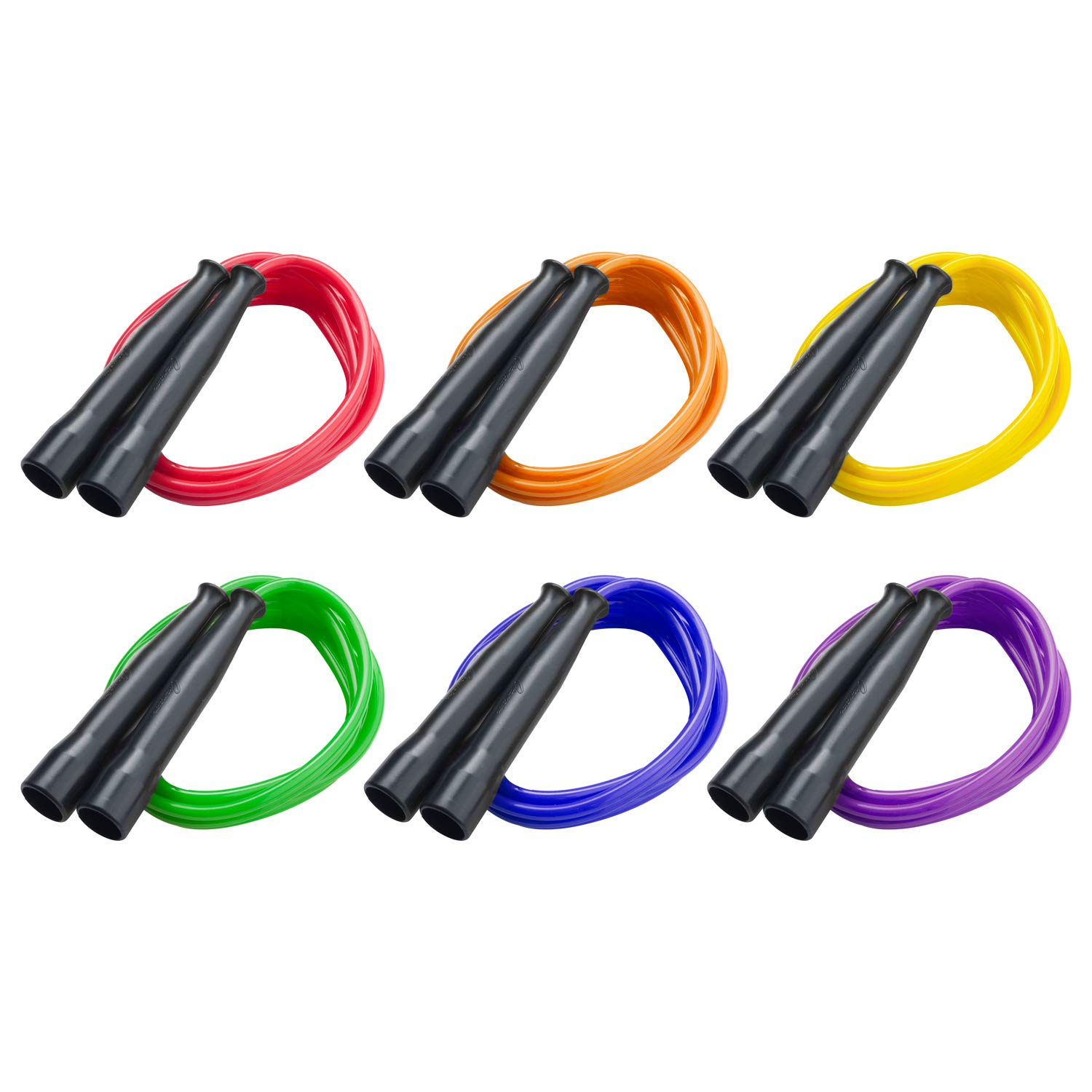 Champion Sports Licorice Jump Rope for Fitness, Assorted Colors - Speed Jump Ropes with Contoured Handles for Exercise, Cross Training, Boxing - Single Premium Skipping Rope for Kids, Adults 6 Feet Assorted (Single)